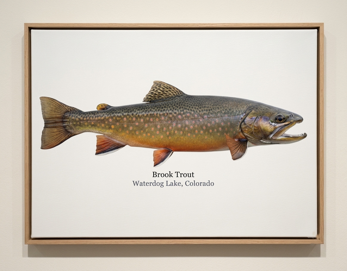 Brook trout print on a wall